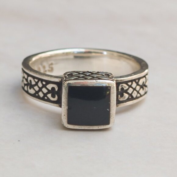 Sterling Silver 925 Onyx Ring | Size 5 ¼ | Silpada Maker - Picture 1 of 11
